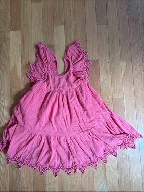 Nordstrom Peek terracotta Cotton Tiered Sundress with Crochet Trim